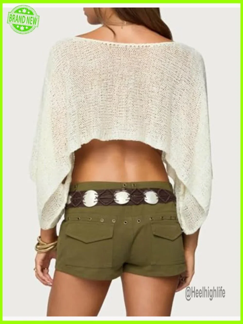 Sheer Knit Crochet Crop Top Oversized Beach Cover Up Lightweight Shrug